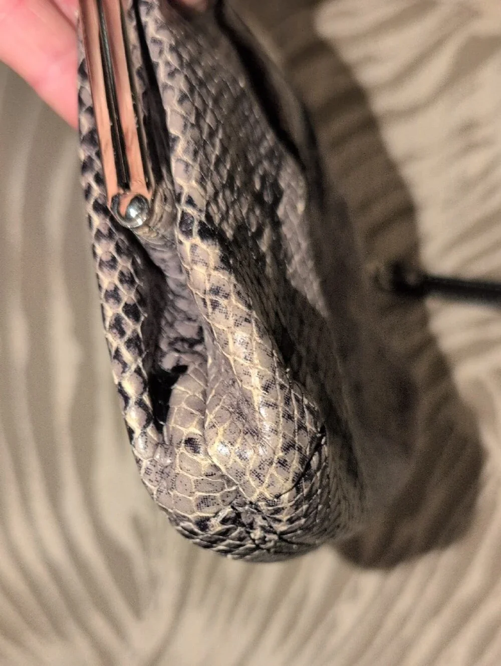 Snake-Print Wristlet Clutch in Gray